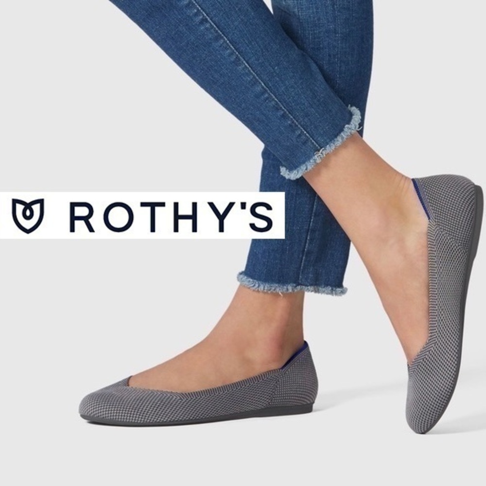 Rothy's 220 mm Birdseye Gray Rubber Round Toe Flats Size 6